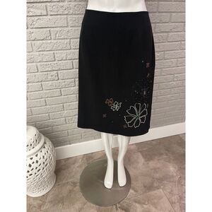 Russell Scott Signature Black Beaded Sequin Skirt Size 12